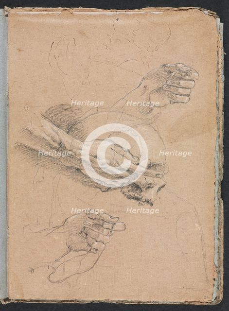 Verona Sketchbook:Study of hands and skull (page 21), 1760. Creator: Francesco Lorenzi (Italian, 1723-1787).