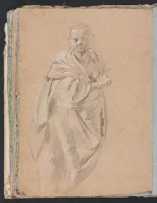 Verona Sketchbook: Standing monk (page 52), 1760. Creator: Francesco Lorenzi (Italian, 1723-1787)
