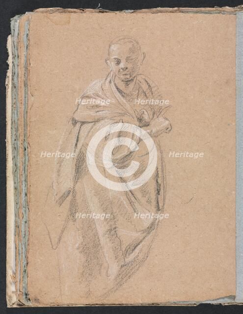 Verona Sketchbook: Standing monk (page 52), 1760. Creator: Francesco Lorenzi (Italian, 1723-1787).