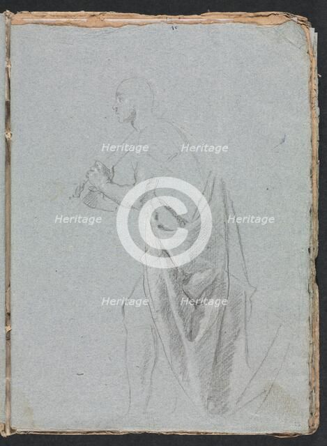 Verona Sketchbook: Standing male with drapery (page 19), 1760. Creator: Francesco Lorenzi (Italian, 1723-1787).