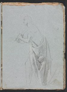 Verona Sketchbook: Standing male with drapery (page 19), 1760. Creator: Francesco Lorenzi (Italian, 1723-1787)