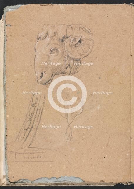 Verona Sketchbook: Ram's head (page12), 1760. Creator: Francesco Lorenzi (Italian, 1723-1787).