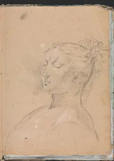 Verona Sketchbook: Woman with closed eyes (page 15), 1760. Creator: Francesco Lorenzi (Italian, 1723-1787)