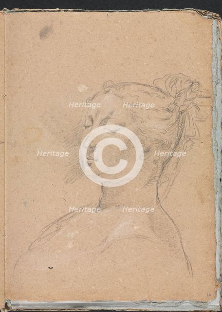 Verona Sketchbook: Woman with closed eyes (page 15), 1760. Creator: Francesco Lorenzi (Italian, 1723-1787).