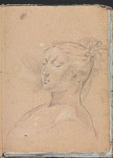 Verona Sketchbook: Woman with closed eyes (page 15), 1760. Creator: Francesco Lorenzi (Italian, 1723-1787)