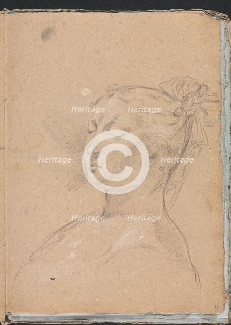 Verona Sketchbook: Woman with closed eyes (page 15), 1760. Creator: Francesco Lorenzi (Italian, 1723-1787).