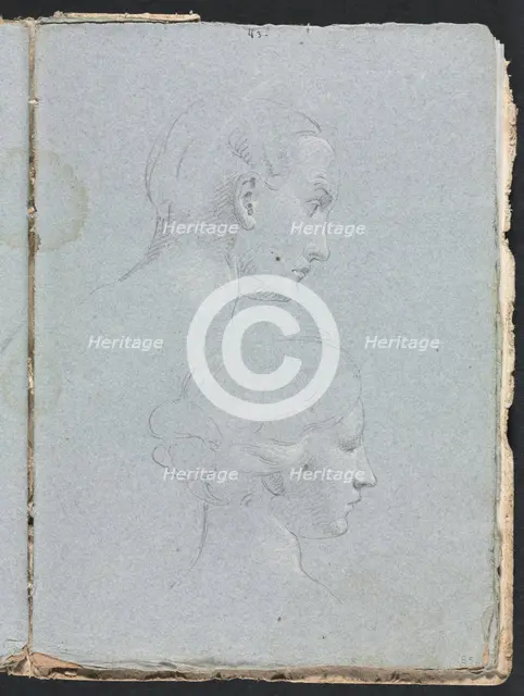 Verona Sketchbook: Two heads (page 85), 1760. Creator: Francesco Lorenzi (Italian, 1723-1787).