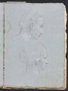 Verona Sketchbook: Two heads (page 85), 1760. Creator: Francesco Lorenzi (Italian, 1723-1787)