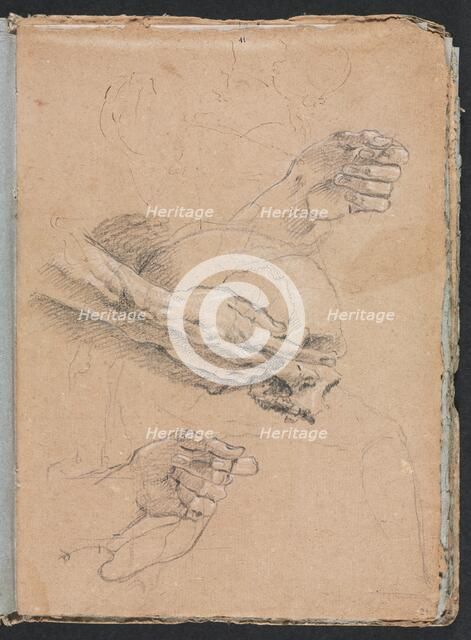 Verona Sketchbook:Study of hands and skull (page 21), 1760. Creator: Francesco Lorenzi (Italian, 1723-1787).
