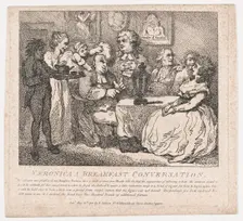 Veronica, a Breakfast Conversation (Picturesque Beauties of Boswell, Part the Firs..., May 30, 1786. Creator: Thomas Rowlandson