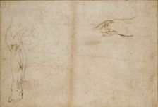 Verso: Studies of a Man's leg, c1490-1560. Artist: Michelangelo Buonarroti