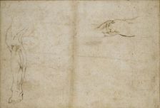 Verso: Studies of a Man's leg, c1490-1560. Artist: Michelangelo Buonarroti
