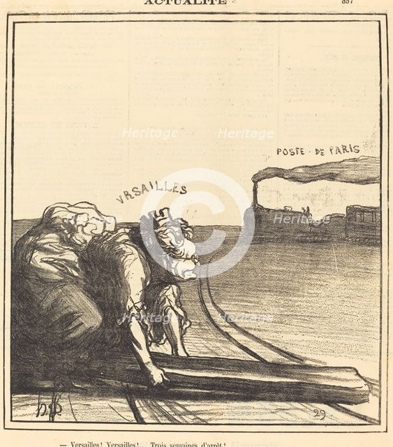 Versailles!... Trois semaines d'arrêt!, 1871. Creator: Honore Daumier.