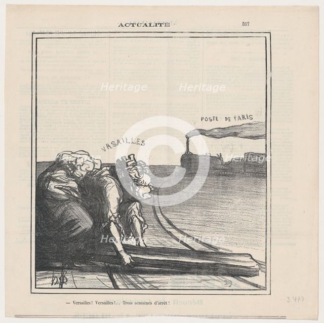 Versailles! Versailles!... Trois semaines d'arrêt!, 1871. Creator: Honore Daumier.