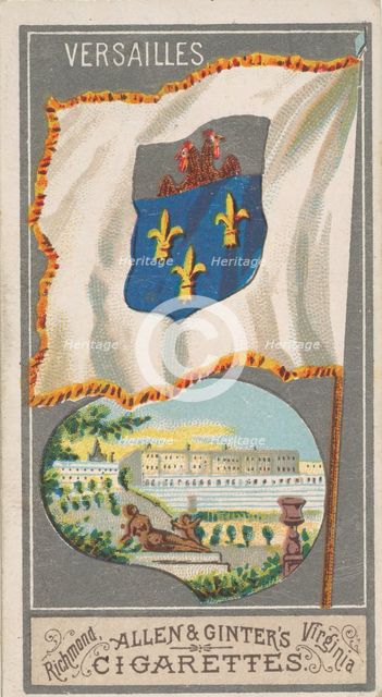 Versailles, from the City Flags series (N6) for Allen & Ginter Cigarettes Brands, 1887. Creator: Allen & Ginter.