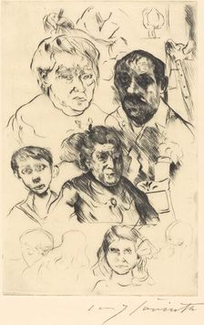 Verschiedene Köpfe und Selbstbildnis (Assorted Heads and Self-Portrait), 1915. Creator: Lovis Corinth