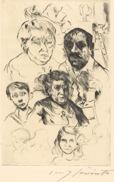 Verschiedene Köpfe und Selbstbildnis (Assorted Heads and Self-Portrait), 1915. Creator: Lovis Corinth