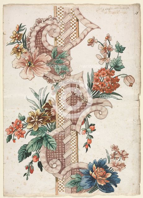 Vertical Decorative Floral Band, 1773. Creator: Giacomo Cavenezia (Italian).
