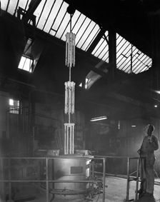 Vertical heat treatment process, Edgar Allen Steel Foundry, Sheffield, South Yorkshire, 1962. Creator: Michael Walters