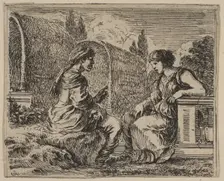Vertumnus and Pomona, from Game of Mythology (Jeu de la Mythologie), 1644. Creator: Stefano della Bella
