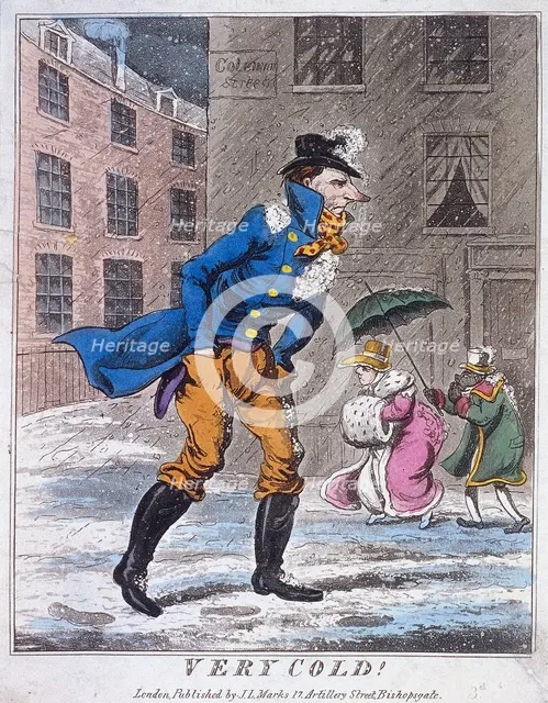 'Very Cold!', Coleman Street, London, c1825. Artist: Anon