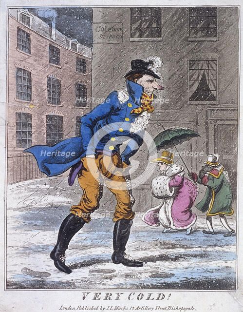 'Very Cold!', Coleman Street, London, c1825. Artist: Anon