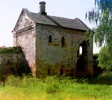 Very old stone building in the garden of the Rostov Kremlin, which according to legend..., 1911. Creator: Sergey Mikhaylovich Prokudin-Gorsky