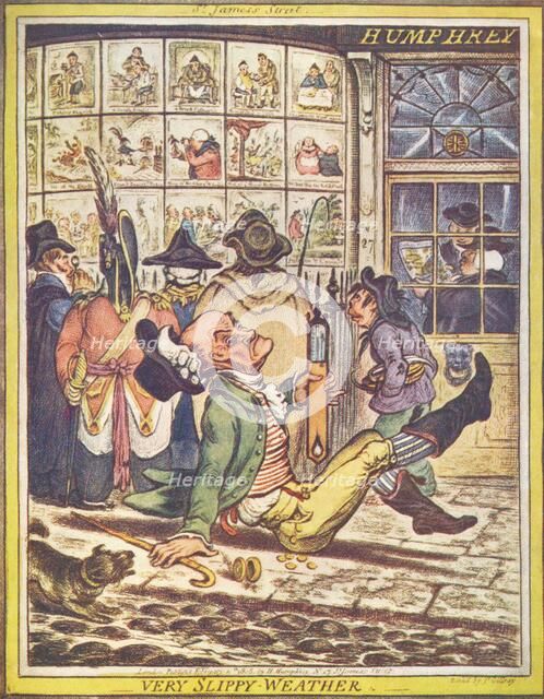 'Very Slippy Weather', 1808. Artist: James Gillray.