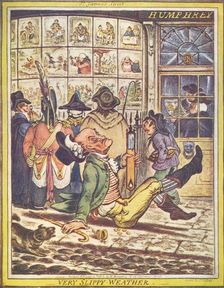 Very Slippy Weather 1808. Artist: James Gillray
