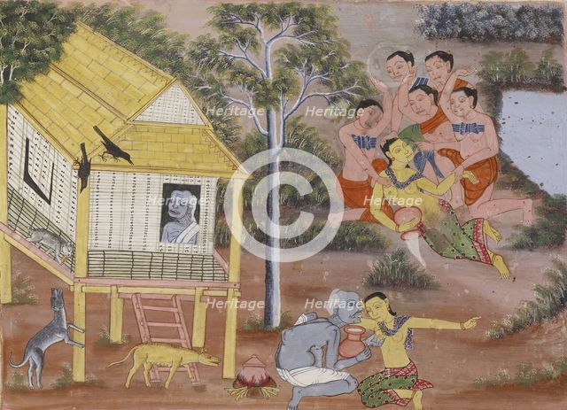 Vessantara Jataka, Chapter 5 (Jujaka), c1920-1940. Creator: Unknown.