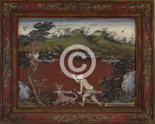 Vessantara Jataka, Chapter 5: The Woodsman Cataputta's Dogs Send Jujaka Up a Tree, late 19th century Creator: Unknown.