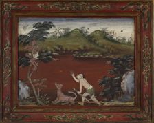 Vessantara Jataka, Chapter 5: The Woodsman Cataputta's Dogs Send Jujaka Up a Tree, late 19th century Creator: Unknown