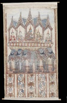 Vessantara Jataka, Chapter 1: Indra grants the ten boons to Phusati, 18th-19th century. Creator: Unknown