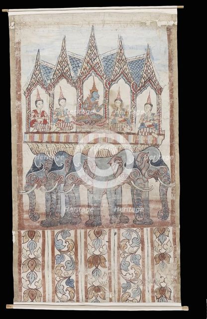 Vessantara Jataka, Chapter 1: Indra grants the ten boons to Phusati, 18th-19th century. Creator: Unknown.