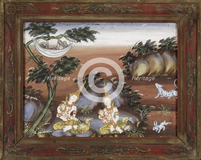 Vessantara Jataka, Chapter 11: While Jujaka Sleeps the Children are Cared For, late 19th century. Creator: Unknown.