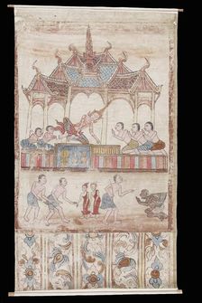 Vessantara Jataka, Chapter 11: Jujaka and the Royal Children are Brought to King... 18th-19th cent. Creator: Unknown