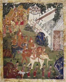 Vessantara Jataka, Chapter 13 (The Return to the Captial), 1830-1860. Creator: Unknown