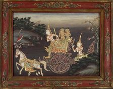 Vessantara Jataka, Chapter 3: Vessantara Gives Away the Chariot, late 19th century. Creator: Unknown