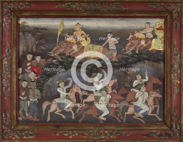 Vessantara Jataka, Chapters 12 &amp; 13: Jali's Army Recovers Vessantara and..., late 19th century. Creator: Unknown.