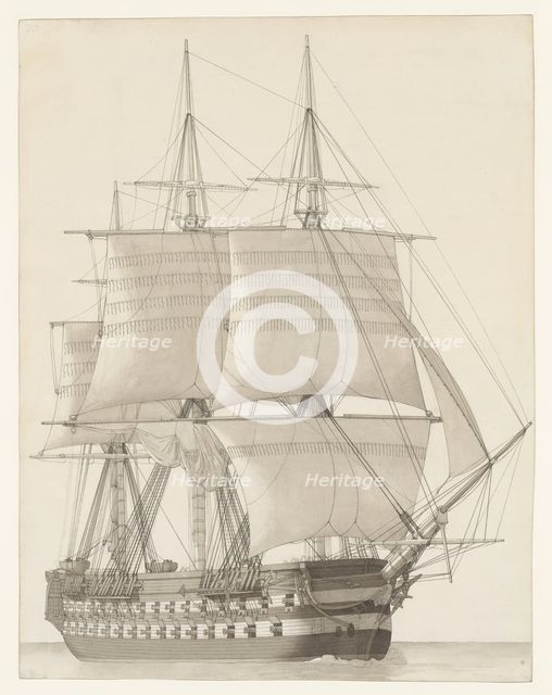 Vessel of the Russian Line (Vaisseau de ligne russe), 1827. Creator: CW Eckersberg.