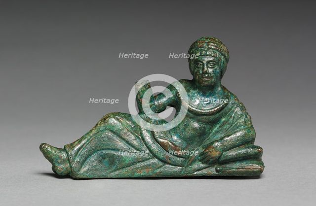 Vessel Ornament of Banqueter Holding an Omphalos, probably 400-375 BC. Creator: Unknown.