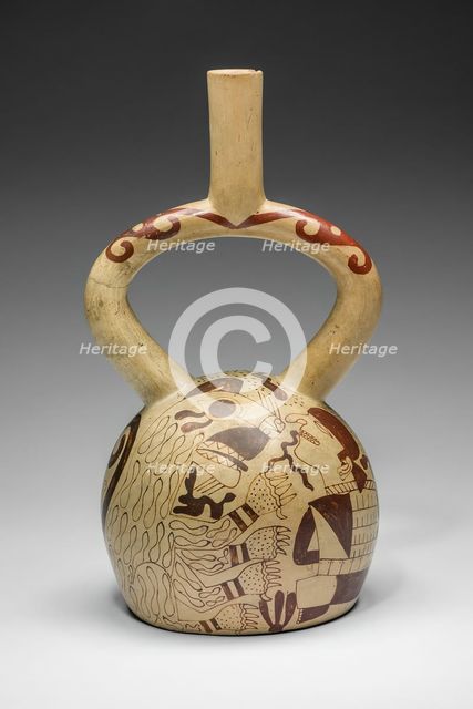Vessel Depicting a Bound Prisoner Facing a Jaguar, A.D. 250/500. Creator: Unknown.