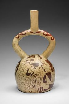 Vessel Depicting a Bound Prisoner Facing a Jaguar, A.D. 250/500. Creator: Unknown