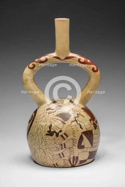 Vessel Depicting a Bound Prisoner Facing a Jaguar, A.D. 250/500. Creator: Unknown.