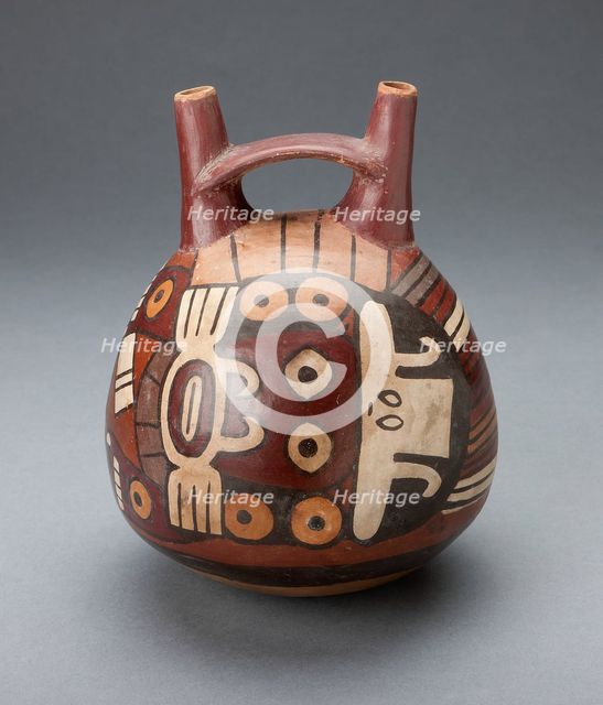 Vessel Depicting a Costumed Ritual Performer Wearing a Feline Mask, 180 B.C./A.D. 500. Creator: Unknown.