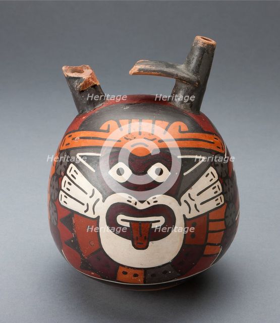 Vessel Depicting a Costumed Ritual Performer Wearing a Feline Mask, 180 B.C./A.D. 500. Creator: Unknown.