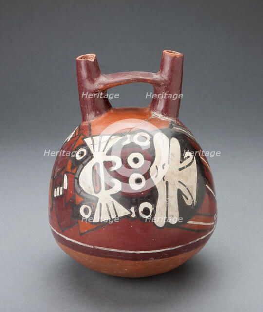 Vessel Depicting a Costumed Ritual Performer Wearing a Feline Mask, 180 B.C./A.D. 500. Creator: Unknown.