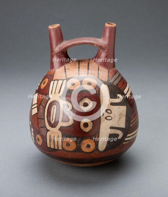 Vessel Depicting a Costumed Ritual Performer Wearing a Feline Mask, 180 B.C./A.D. 500. Creator: Unknown.