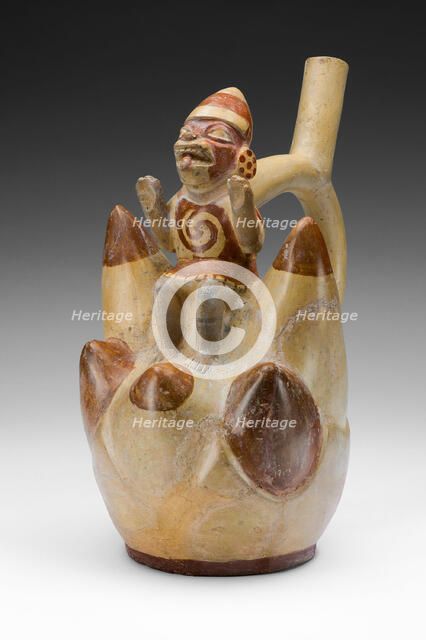 Vessel Depicting a Figure on Top of a Seven-Peaked Mountain, 100 B.C./A.D. 500. Creator: Unknown.