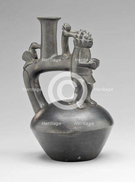 Vessel Depicting a Standing Figure with an Attendant, A.D. 1200/1450. Creator: Unknown.